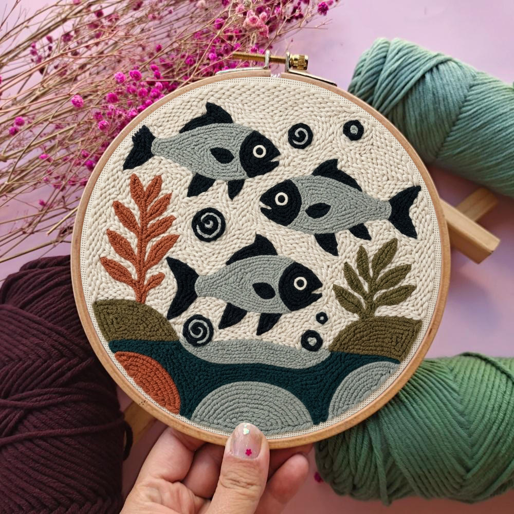 Swimming Fish Punch Needle Kit - Handmade Gift For Fish Lover | Modern Style Home Decor - image 5