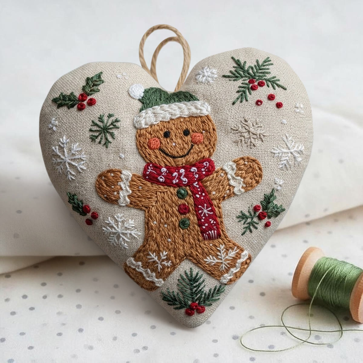 Rubbyoo Heart Embroidery Kit -  Adorable Gingerbread Man | Ideal Holiday Needlepoint For Beginners | Cute Christmas Kitchen Wall Decor  - image 2