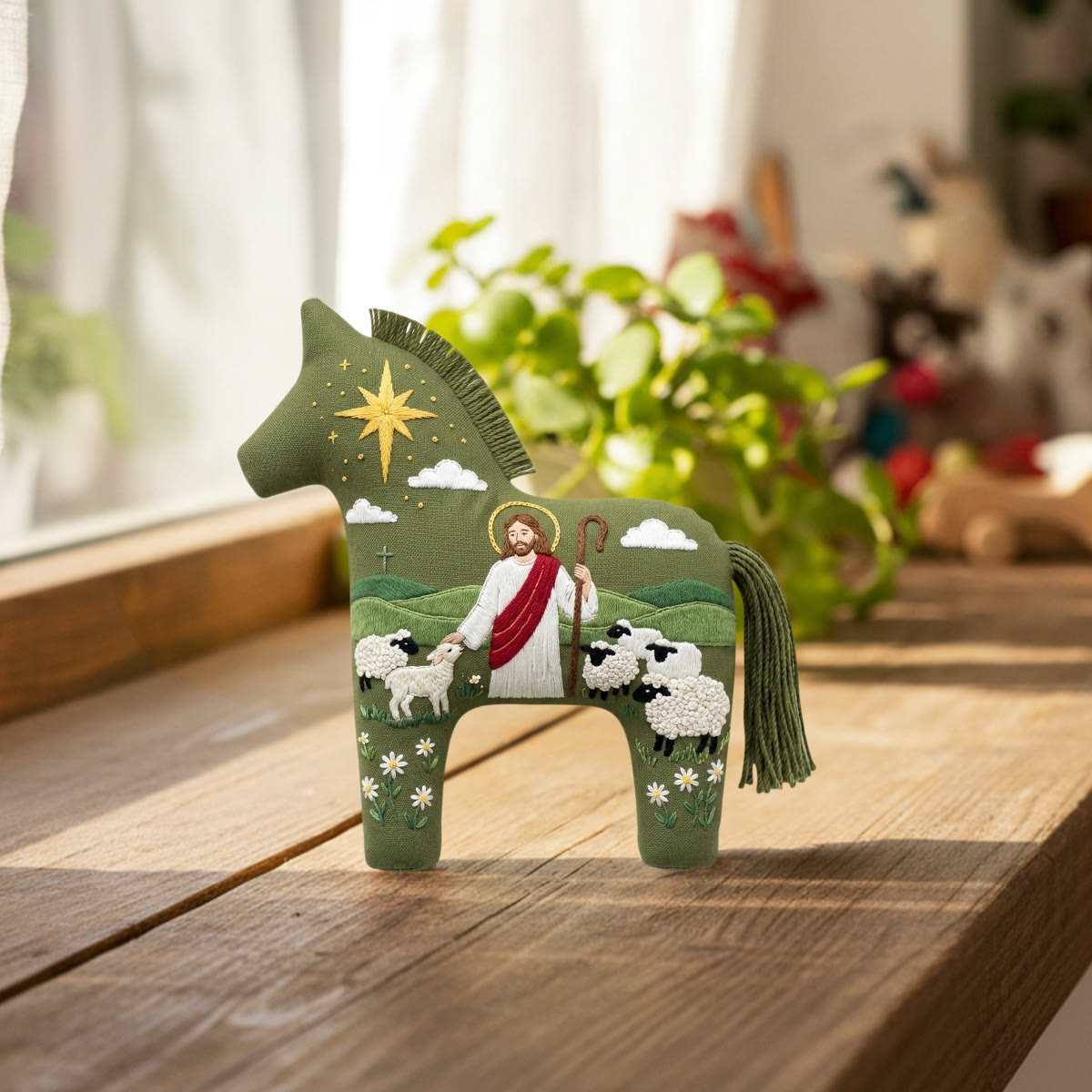 Rubbyoo Dala Horse Embroidery Kit - The Shepherd Saint Jesus | Religious Holiday Accent | Christmas Hoop Art Gift For Faith-filled Families - image 2