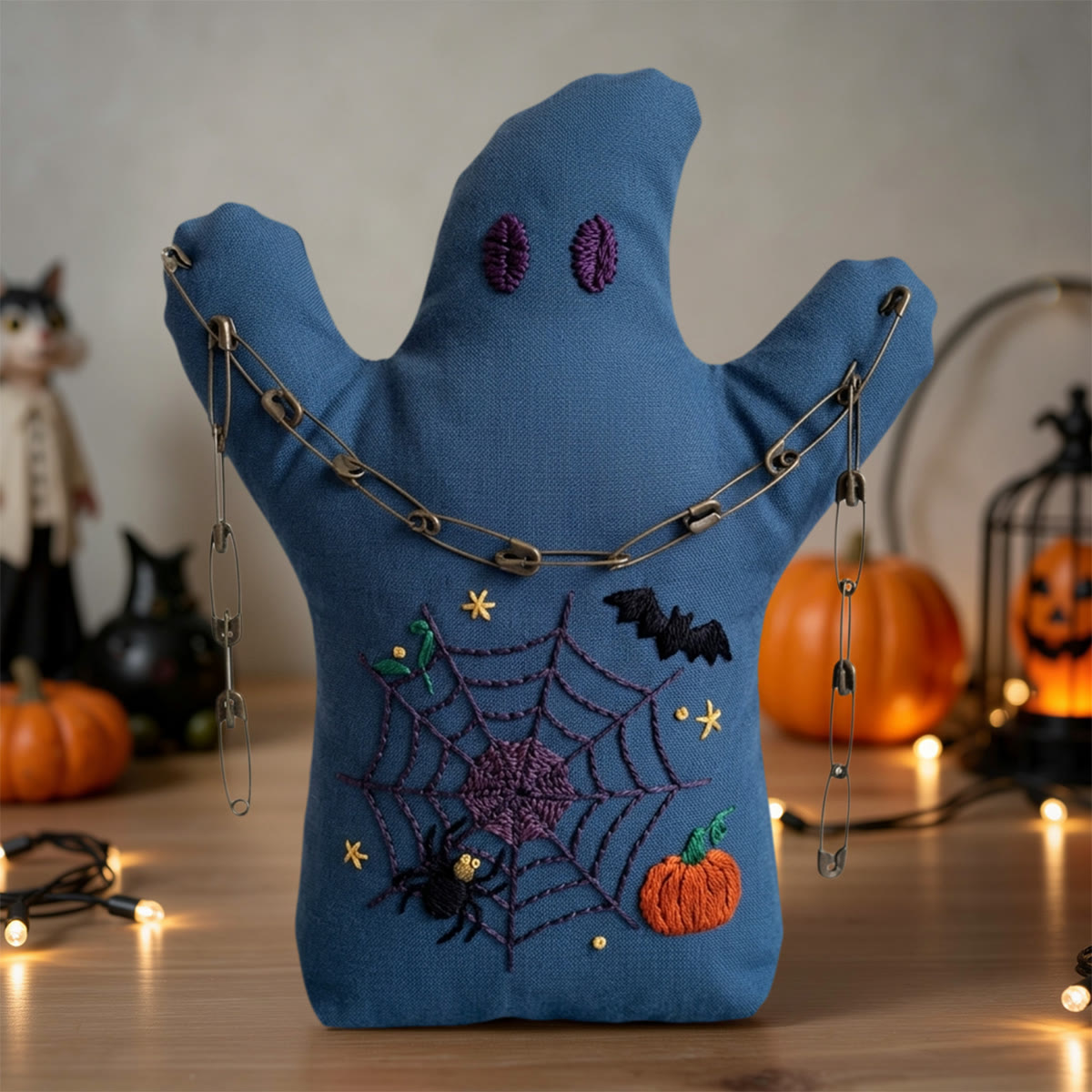 Rubbyoo Ghost Embroidery Kit - Halloween Spotted Spider Web | Beginner-friendly Gothic Needlework | Witchy Handmade Gift For Kids - image 2
