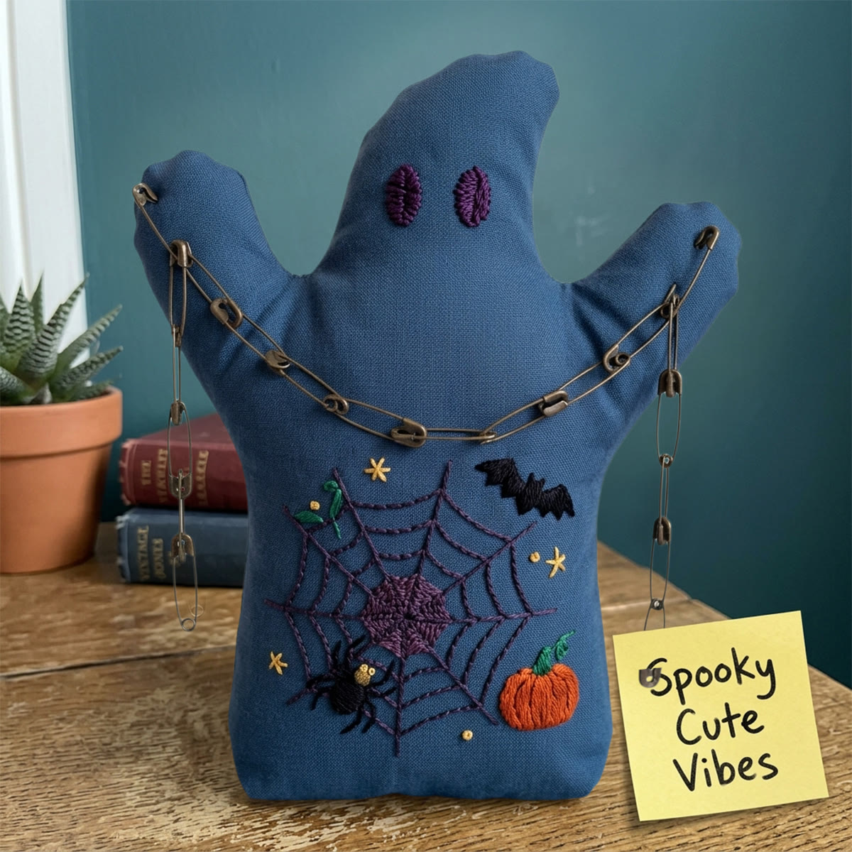 Rubbyoo Ghost Embroidery Kit - Halloween Spotted Spider Web | Beginner-friendly Gothic Needlework | Witchy Handmade Gift For Kids - image 5