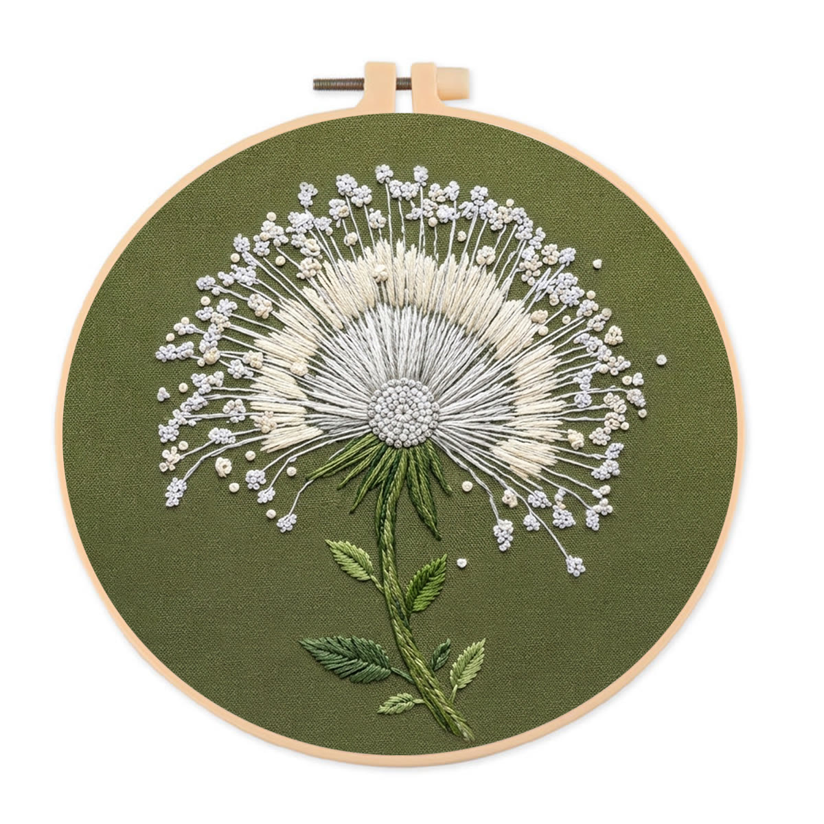 Rubbyoo Embroidery Kit -  Swaying Dandelion | Exquisite Handmade Housewarming Gift | Graceful Blossom Pattern - 20*20cm - image 1