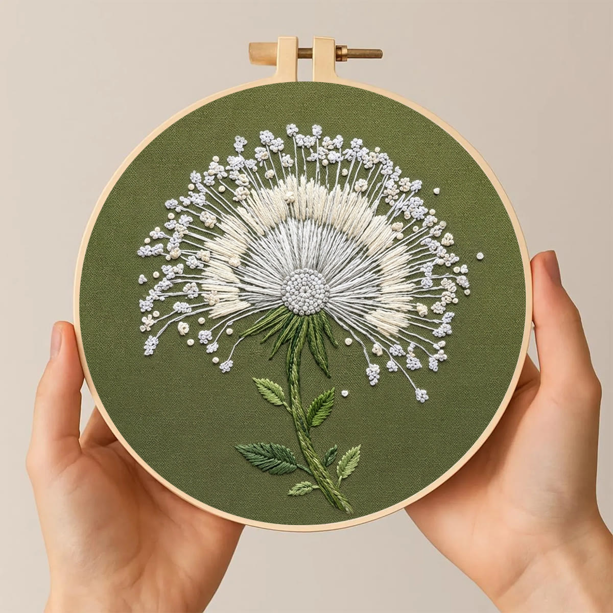 Rubbyoo Embroidery Kit -  Swaying Dandelion | Exquisite Handmade Housewarming Gift | Graceful Blossom Pattern - image 3
