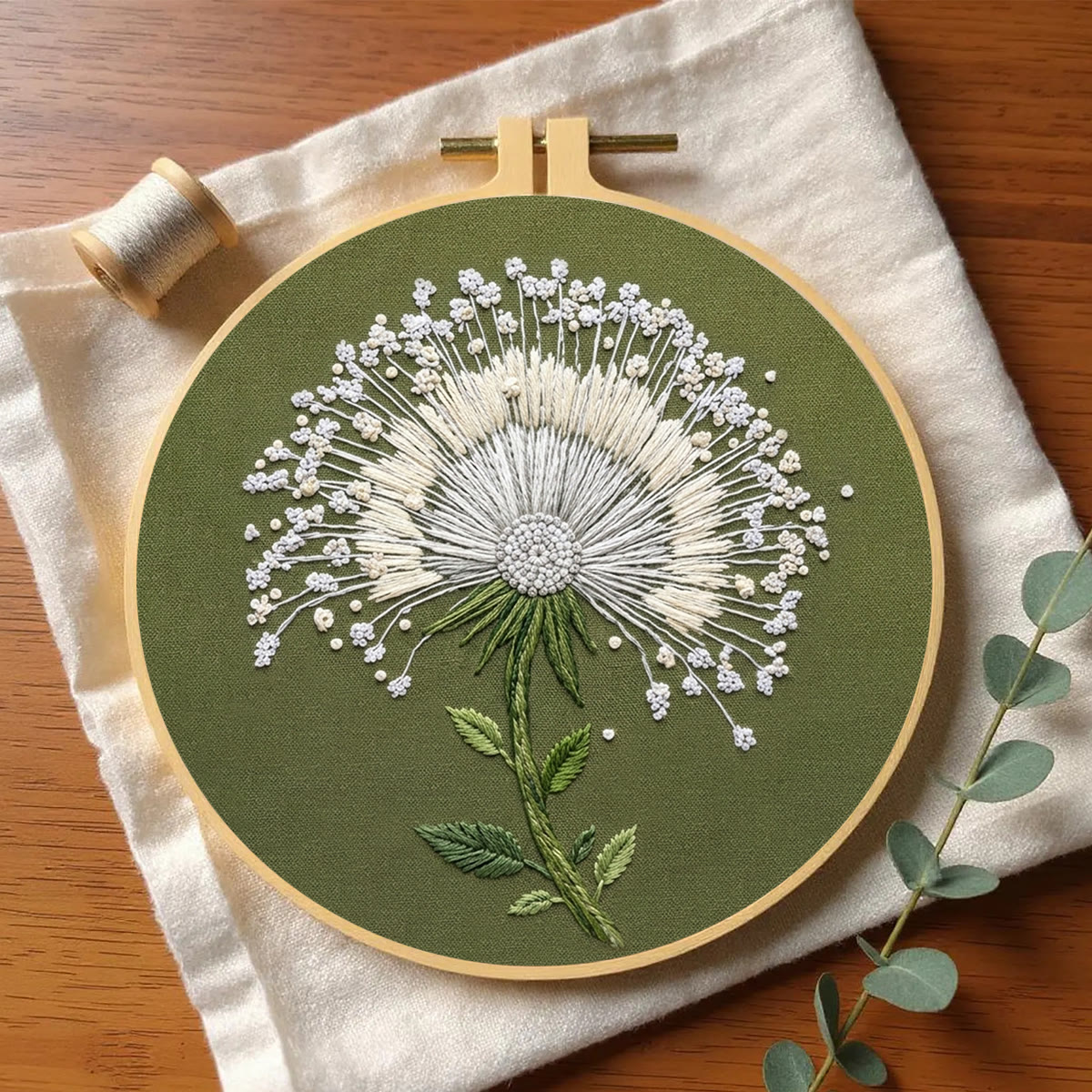 Rubbyoo Embroidery Kit -  Swaying Dandelion | Exquisite Handmade Housewarming Gift | Graceful Blossom Pattern - image 4
