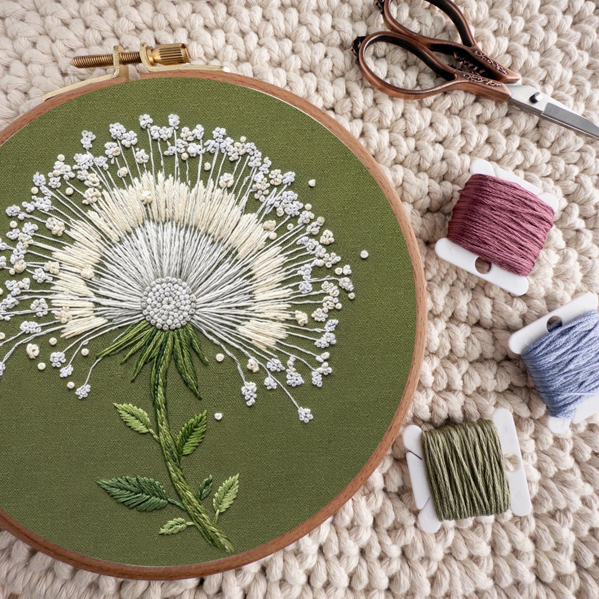 Rubbyoo Embroidery Kit -  Swaying Dandelion | Exquisite Handmade Housewarming Gift | Graceful Blossom Pattern - image 8