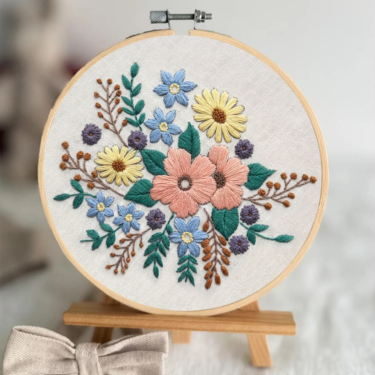 Rubbyoo Embroidery Kit -  Wonderful Bloom | Floral Wall Hanging Art | Easy Craft Kit For Adult - image 6