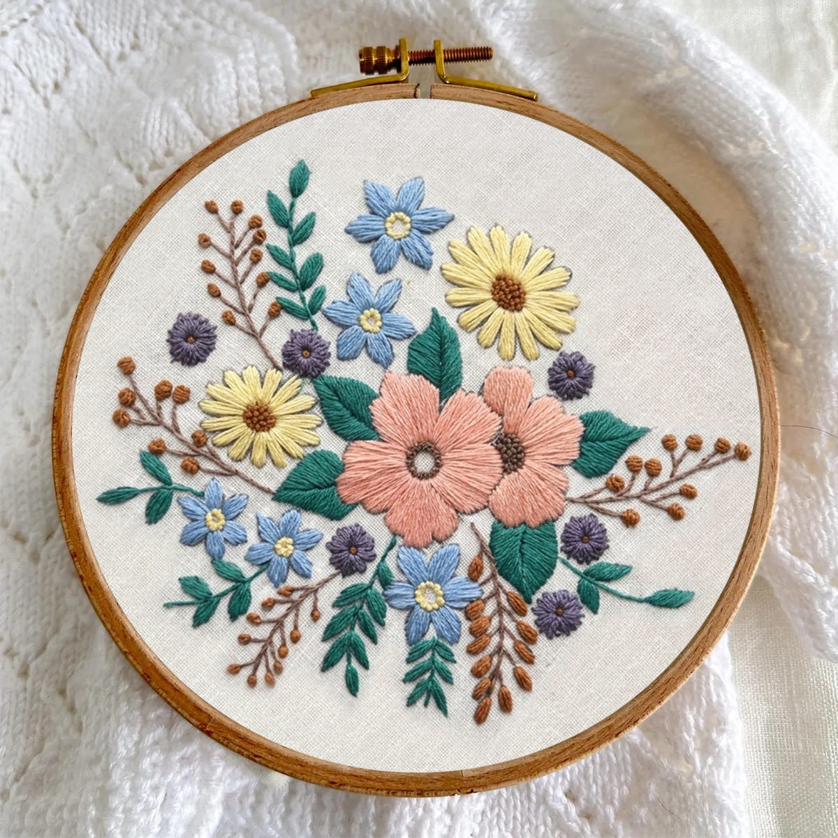 Rubbyoo Embroidery Kit -  Wonderful Bloom | Floral Wall Hanging Art | Easy Craft Kit For Adult - image 5