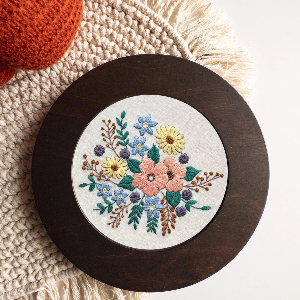 Rubbyoo Embroidery Kit -  Wonderful Bloom | Floral Wall Hanging Art | Easy Craft Kit For Adult - image 7
