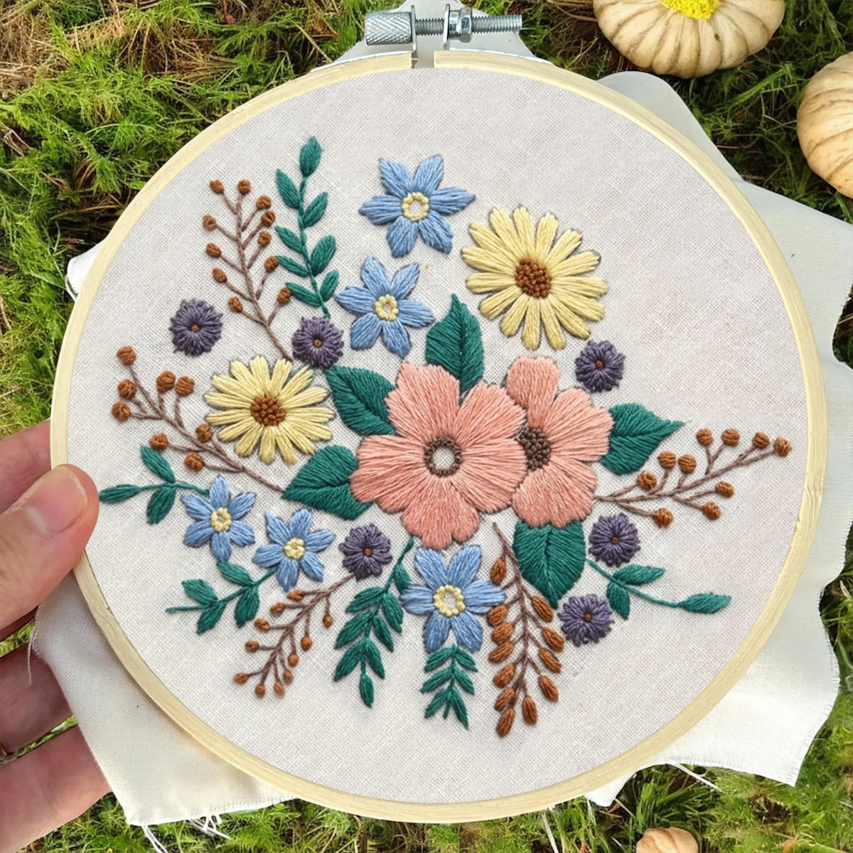 Rubbyoo Embroidery Kit -  Wonderful Bloom | Floral Wall Hanging Art | Easy Craft Kit For Adult - image 3