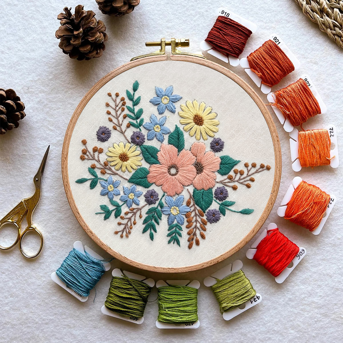 Rubbyoo Embroidery Kit -  Wonderful Bloom | Floral Wall Hanging Art | Easy Craft Kit For Adult - image 9