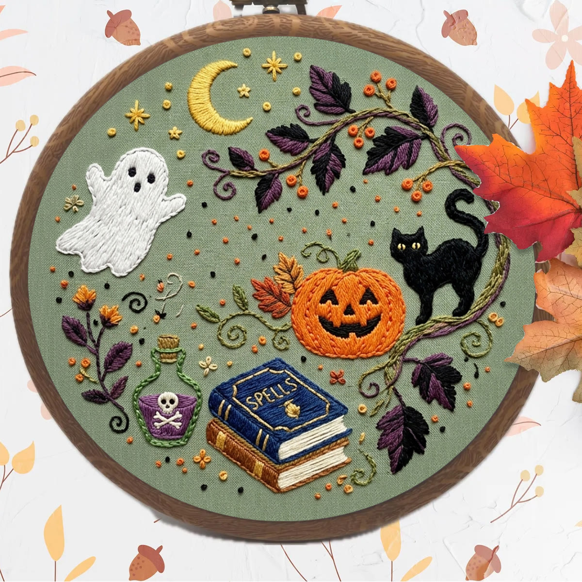 Rubbyoo Embroidery Kit -  Halloween Happy Hour | Special Spooky Season Ornament | Halloween Vibe Needlework - image 3