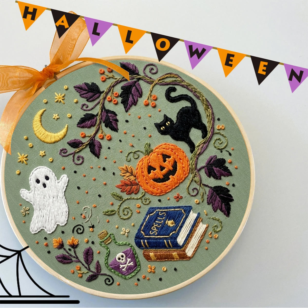 Rubbyoo Embroidery Kit -  Halloween Happy Hour | Special Spooky Season Ornament | Halloween Vibe Needlework - image 6