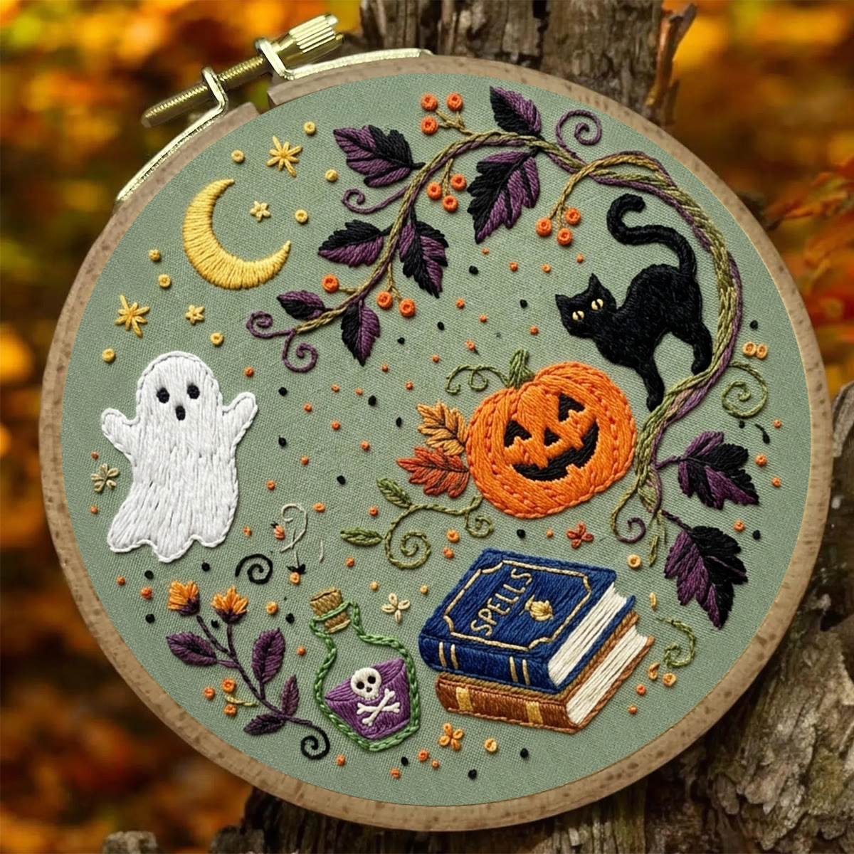 Rubbyoo Embroidery Kit -  Halloween Happy Hour | Special Spooky Season Ornament | Halloween Vibe Needlework - image 4