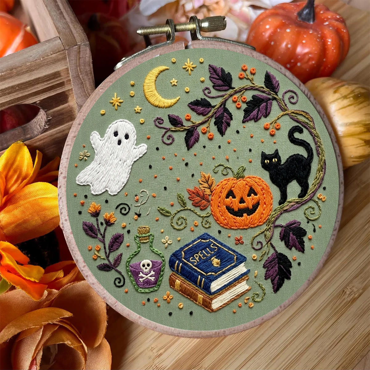 Rubbyoo Embroidery Kit -  Halloween Happy Hour | Special Spooky Season Ornament | Halloween Vibe Needlework - image 5