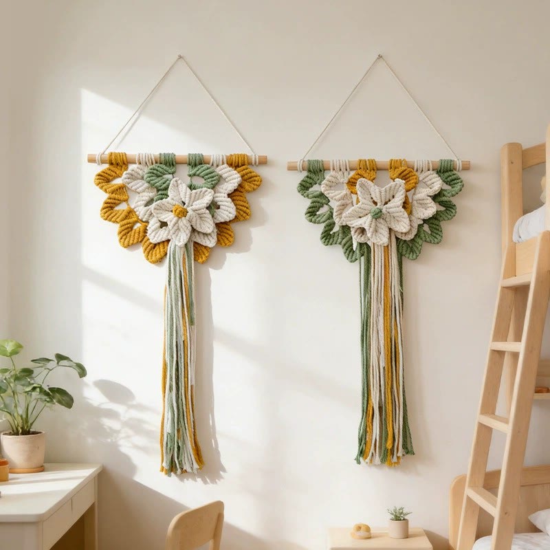 Rubbyoo Macrame Wall Hanging - Woven Flower Tapestry | Boho Art For Bedroom  - image 1