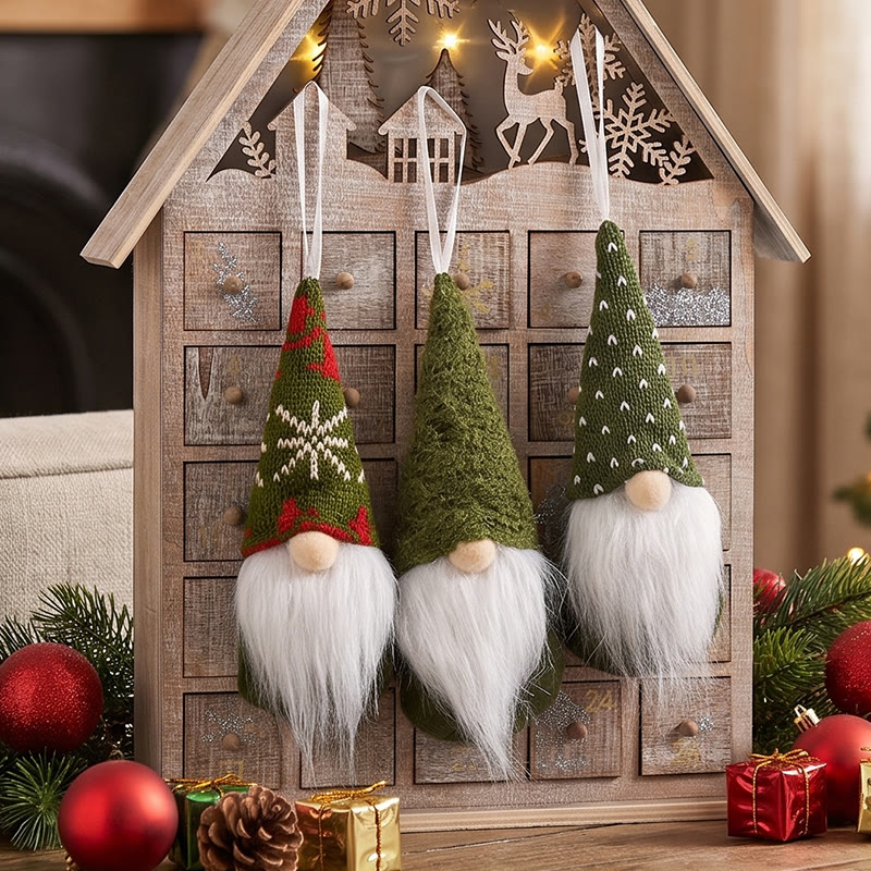 Rubbyoo 3 Pcs Gnomes Ornaments - Christmas Colourful Plush Doll | Adorable Xmas Tree Decor  - Green - image 2