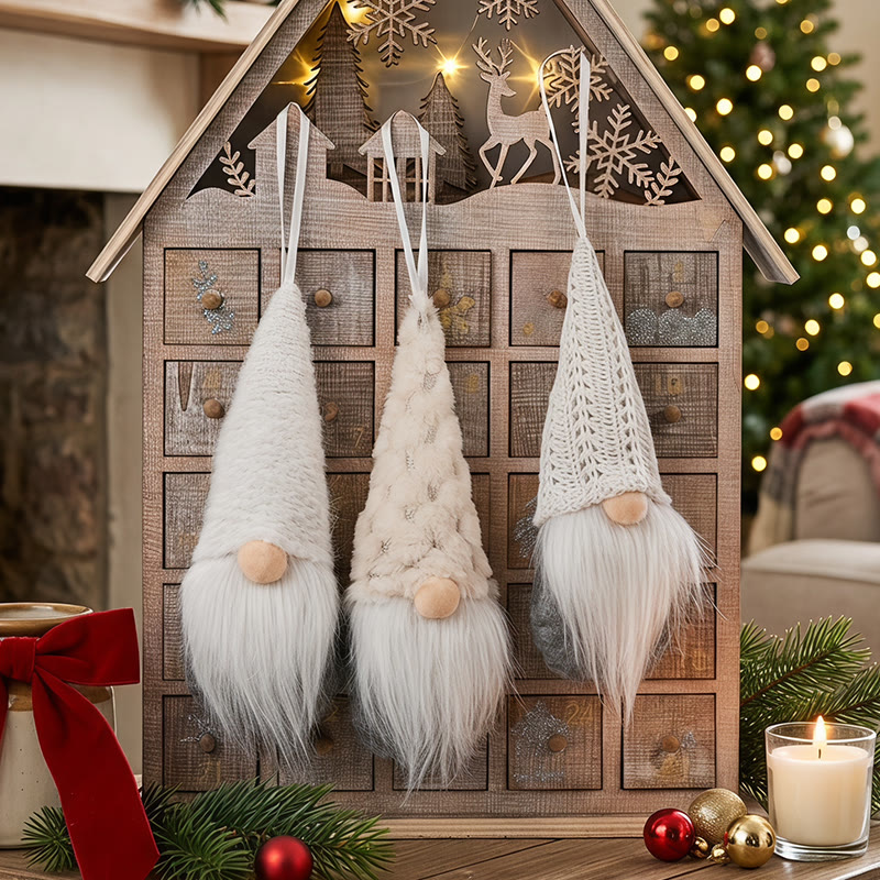 Rubbyoo 3 Pcs Gnomes Ornaments - Christmas Colourful Plush Doll | Adorable Xmas Tree Decor  - White - image 5