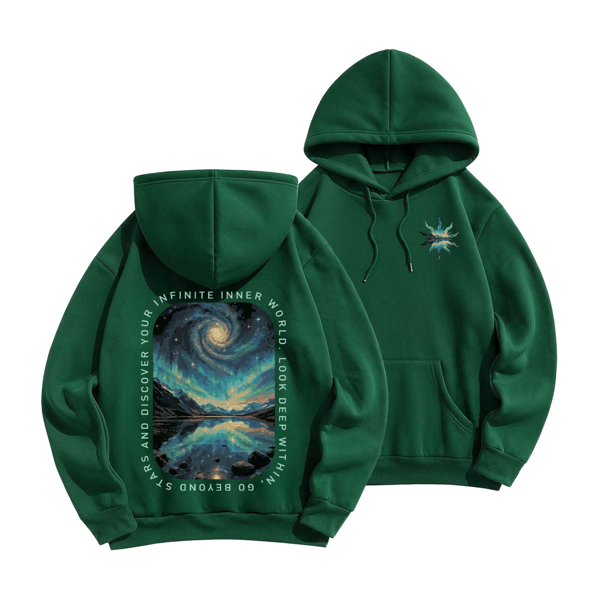 Rubbyoo Go Beyond Stars And Discover Your Infinite Inner World Unisex Hoodie  - Green - 2XL - image 19