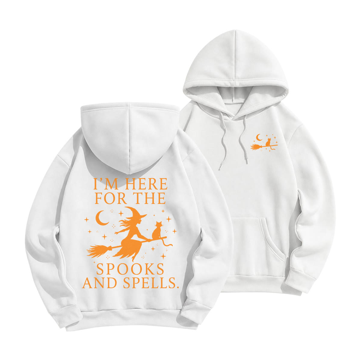 Rubbyoo I Am Here For The Spooks And Spells Unisex Hoodie Halloween Outfit - White - 2XL - image 7