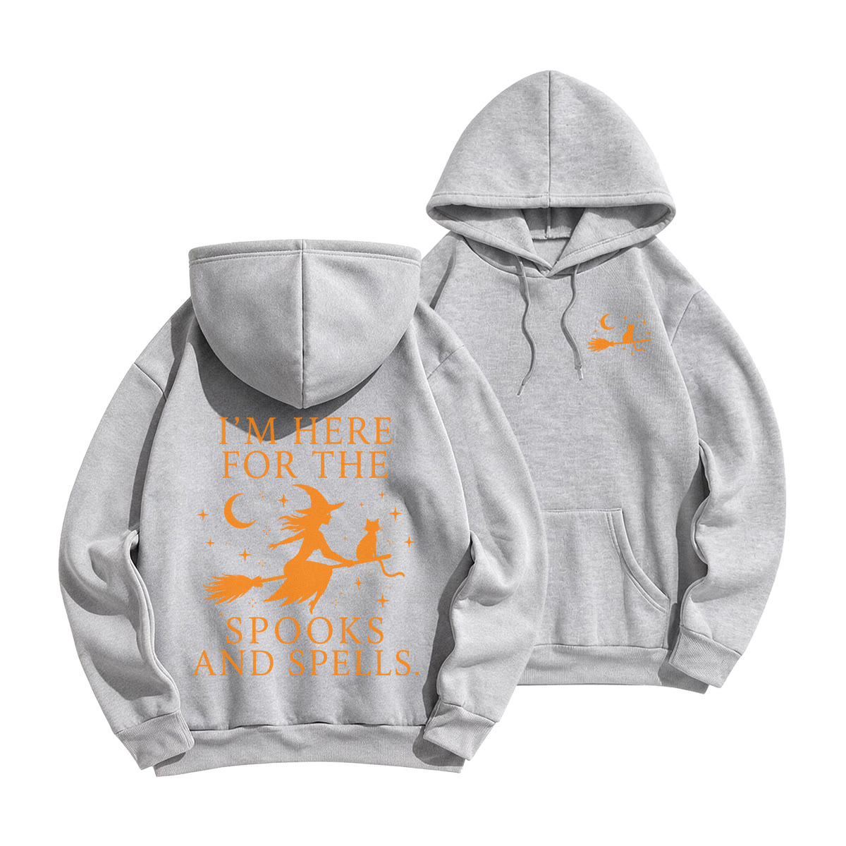 Rubbyoo I Am Here For The Spooks And Spells Unisex Hoodie Halloween Outfit - Grey - 2XL - image 22