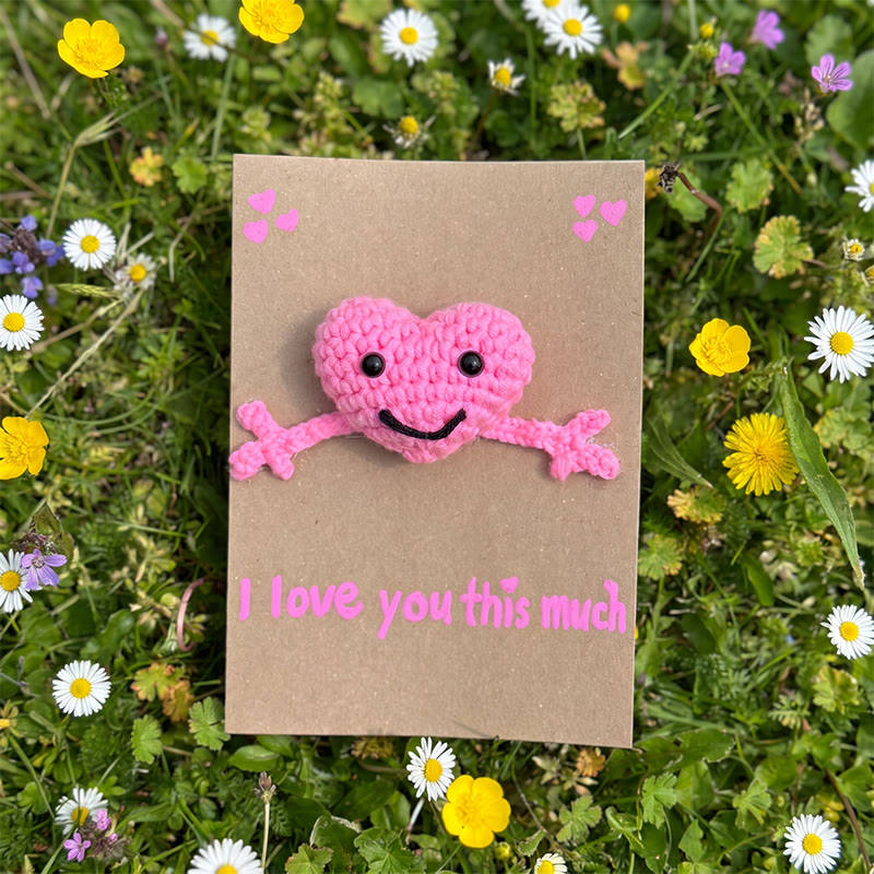 Rubbyoo 3d Greeting Cards - Creative Crochet Holiday Card | Knitted Card For Mother's Day And Birthdays - Heart - I love you this much - image 3