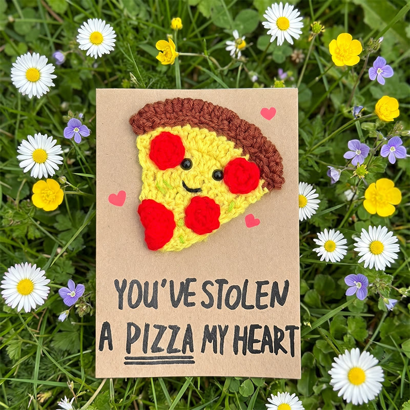 Rubbyoo 3d Greeting Cards - Creative Crochet Holiday Card | Knitted Card For Mother's Day And Birthdays - Pizza - You’ve Stolen a Pizza My Heart - image 1