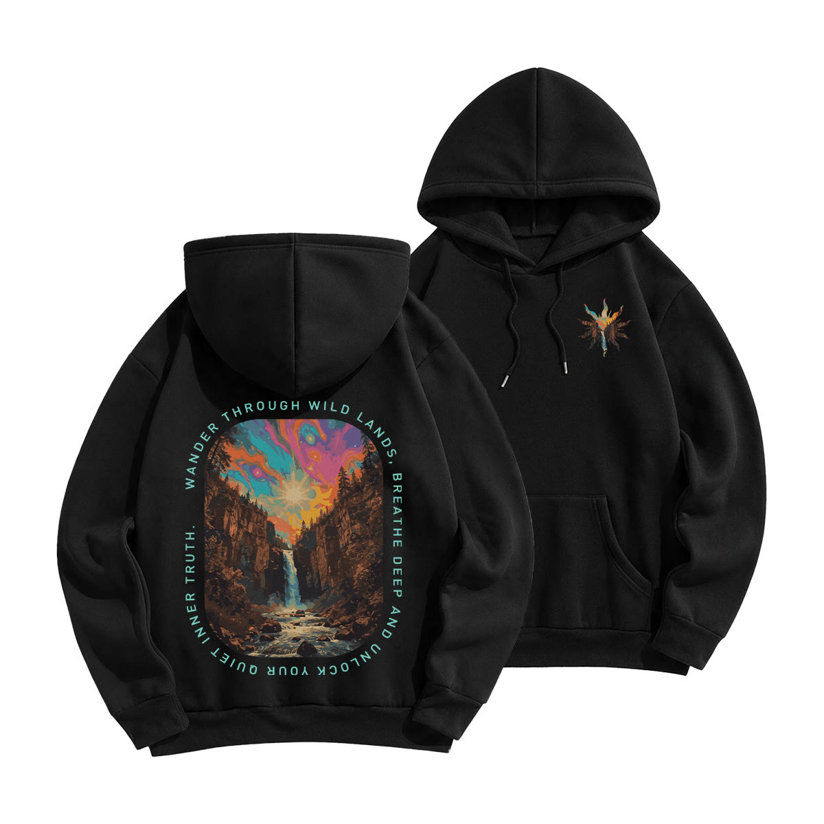 Rubbyoo Wander Through Wild Lands Unisex Hoodie  - Black - 2XL - image 1