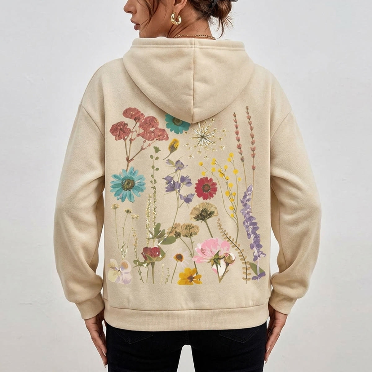 Rubbyoo Colorful Wildflowers Graphic Unisex Hoodie  - image 3
