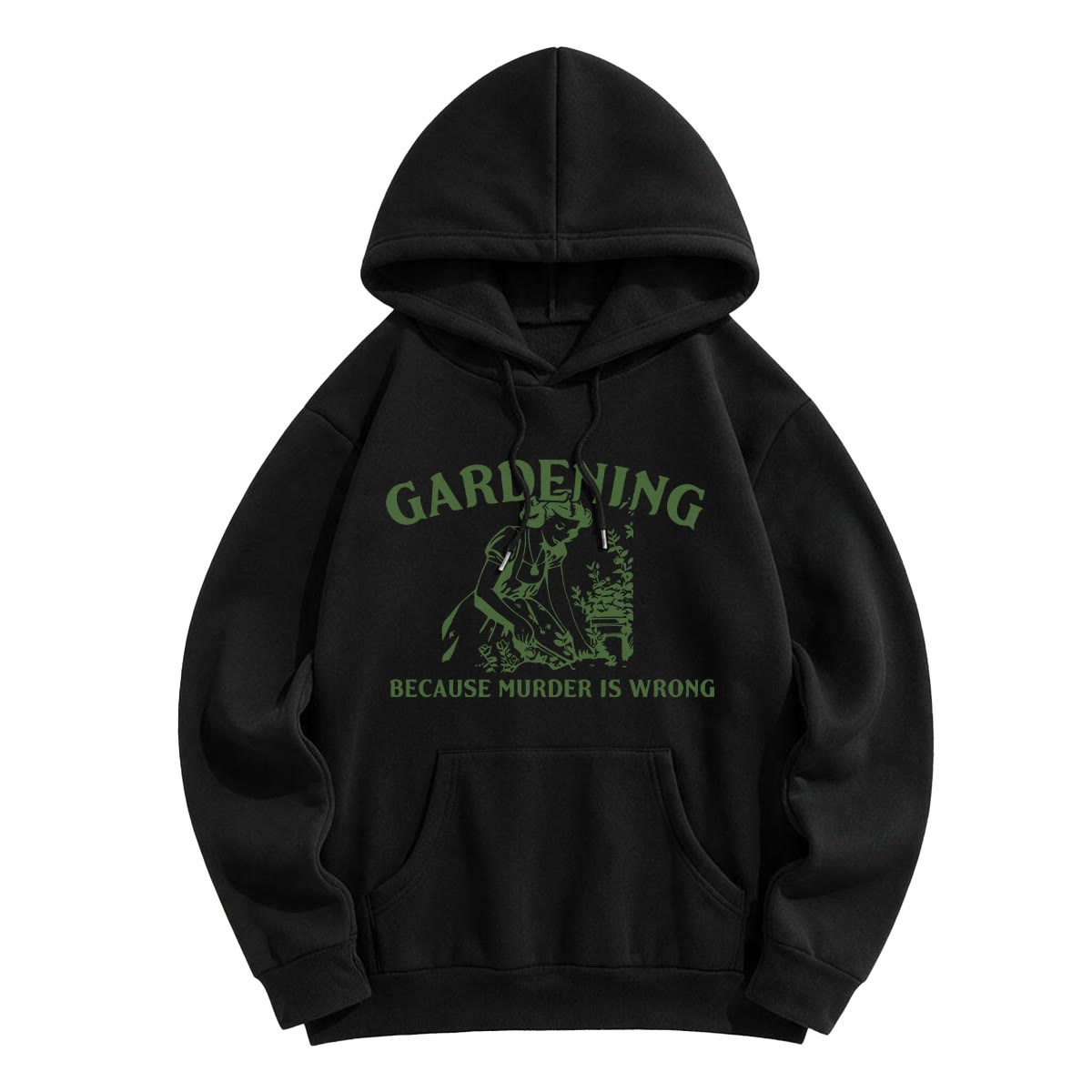 Rubbyoo Gardening Cause Murder Is Wrong Unisex Hoodie  - Black - 2XL - image 5