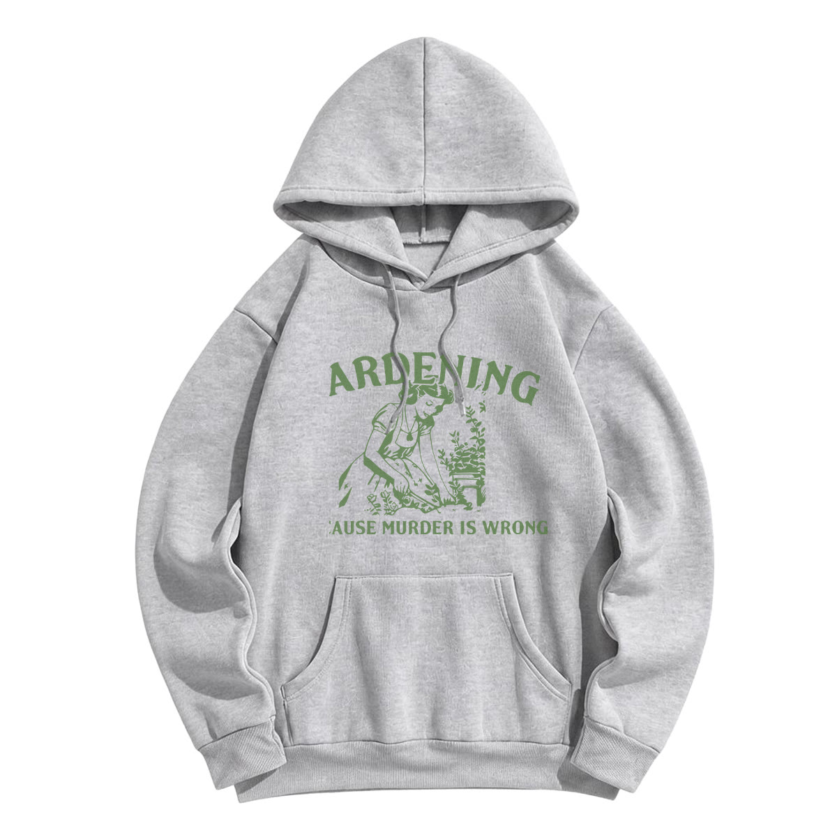 Rubbyoo Gardening Cause Murder Is Wrong Unisex Hoodie  - Grey - 2XL - image 9