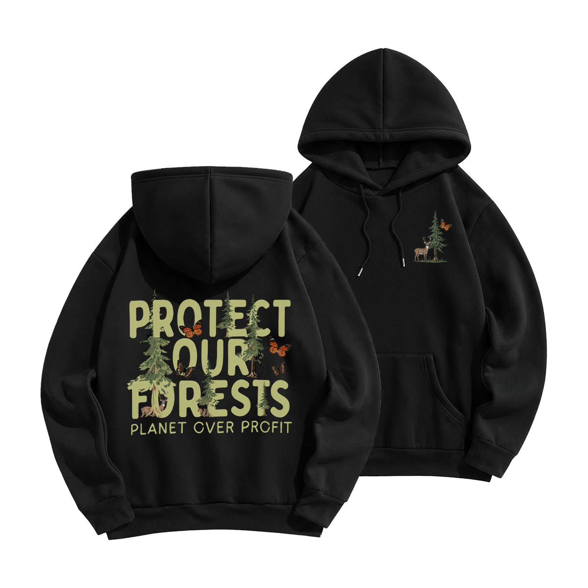 Rubbyoo Protect Our Forests Unisex Hoodie  - Black - 2XL - image 12