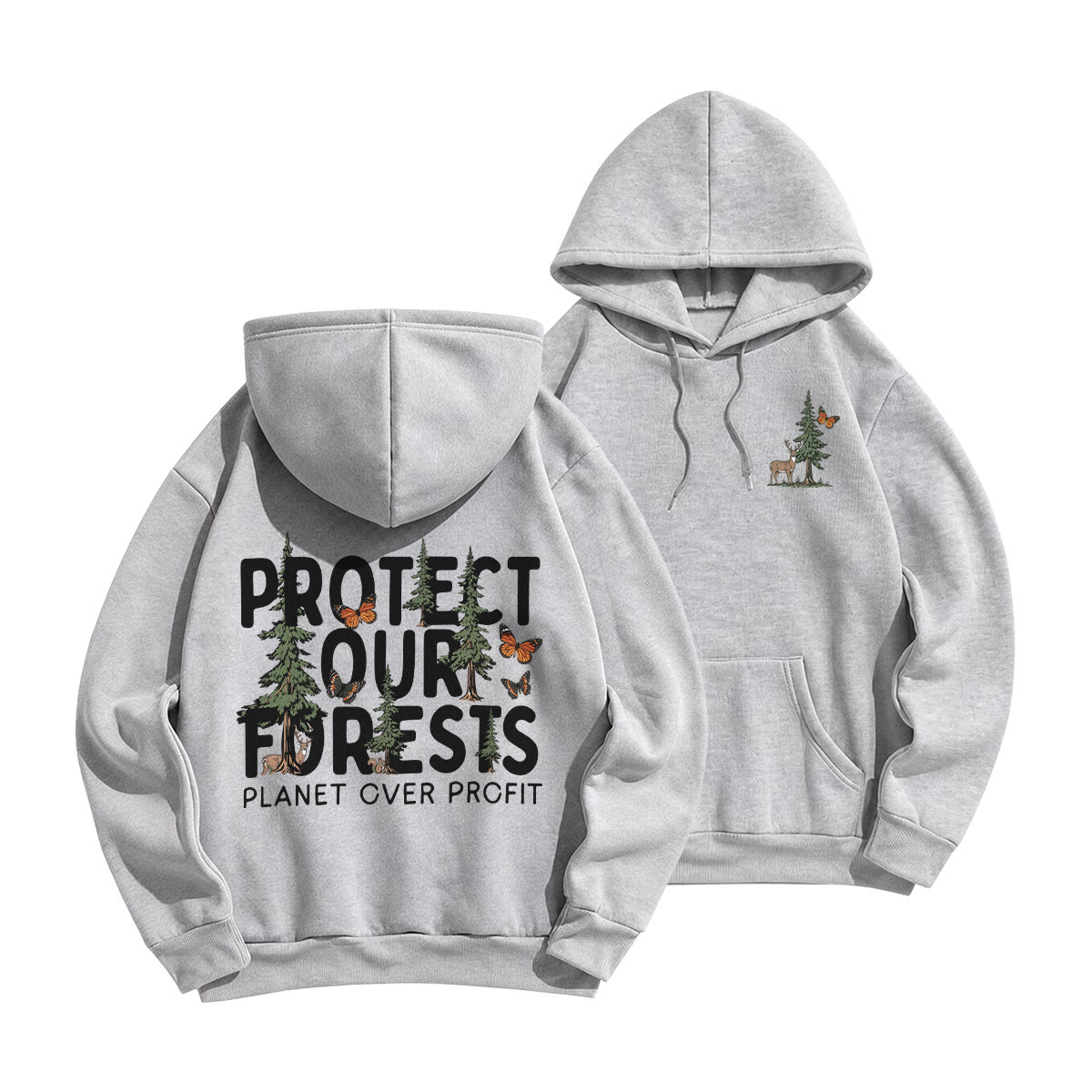 Rubbyoo Protect Our Forests Unisex Hoodie  - Grey - 2XL - image 1