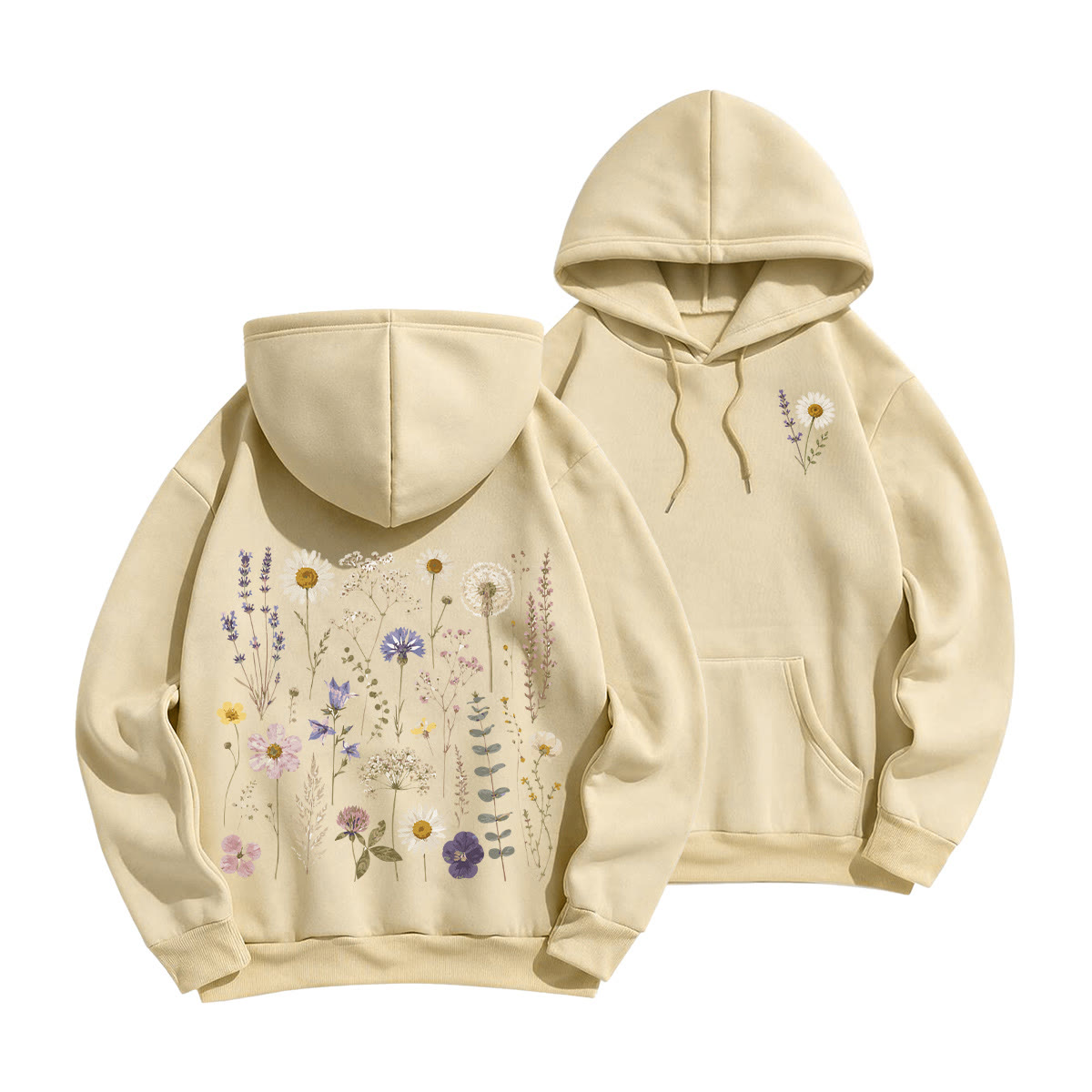 Rubbyoo Rustic Beautiful Flowers Unisex Hoodie  - Light Coffee - 2XL - image 13