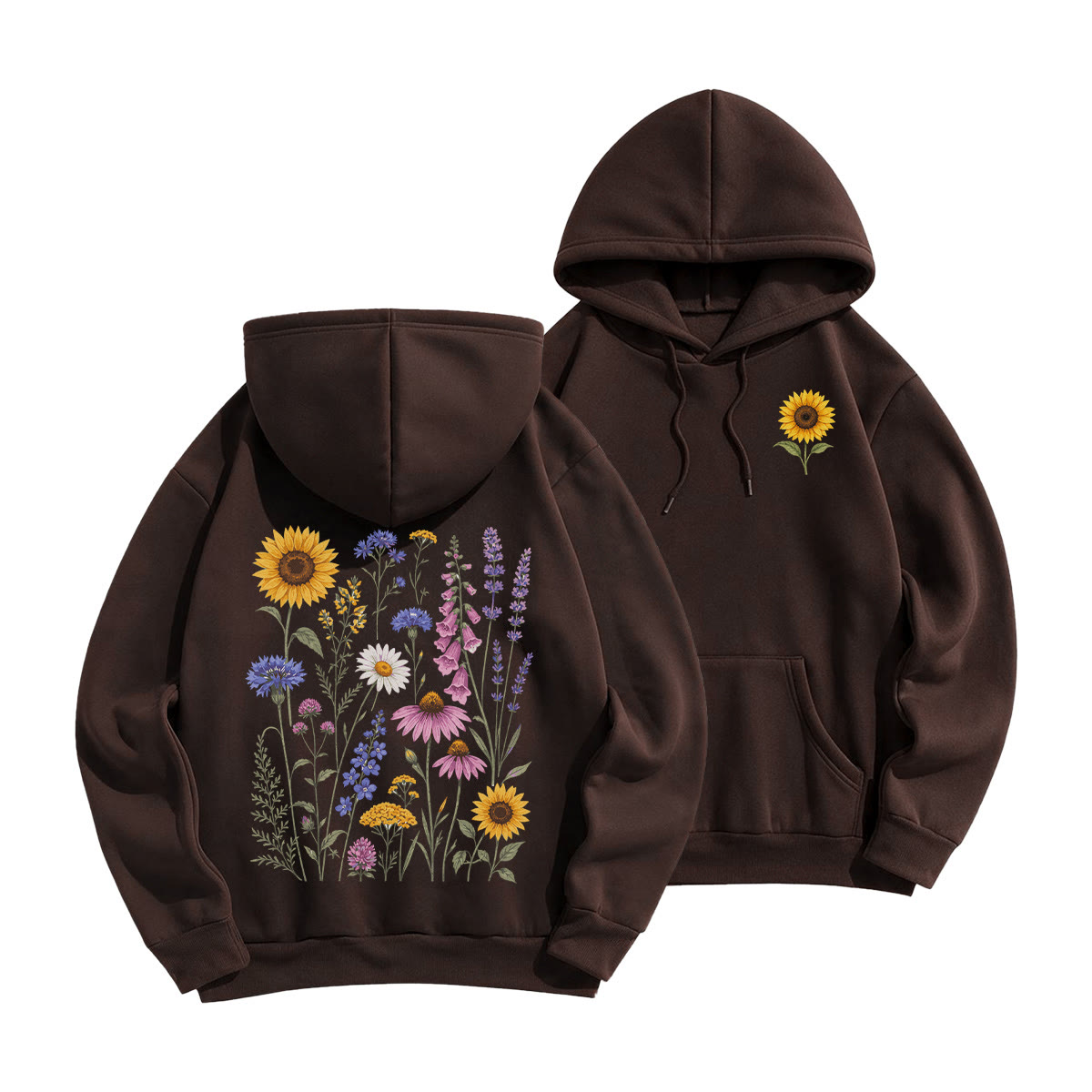 Rubbyoo Sunflower Garden Unisex Hoodie For Flower Lover - Coffee - 2XL - image 1
