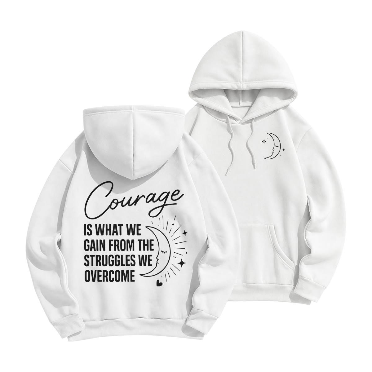 Rubbyoo Courage Is What We Gain From The Struggles Unisex Hoodie - White - 2XL - image 1