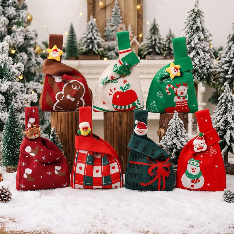 Rubbyoo Festive Knitted Apple Bag - Christmas Eve Gift Bags | Nice Christmas Gifts For Kids   - image 3