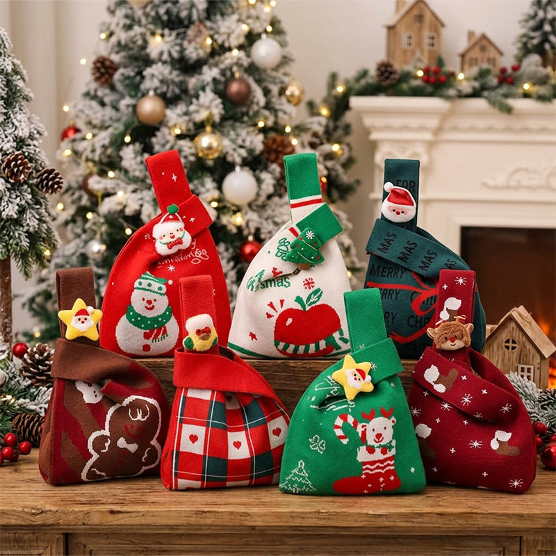 Rubbyoo Festive Knitted Apple Bag - Christmas Eve Gift Bags | Nice Christmas Gifts For Kids   - image 1