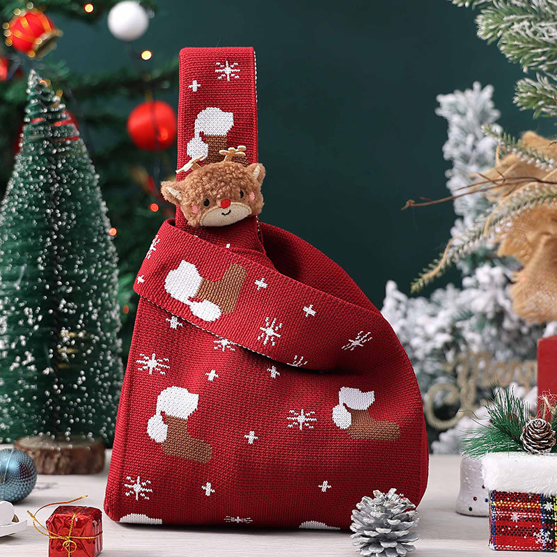 Rubbyoo Festive Knitted Apple Bag - Christmas Eve Gift Bags | Nice Christmas Gifts For Kids   - Reindeer - image 9