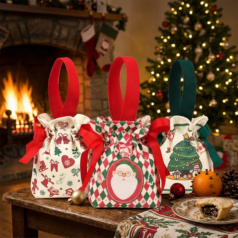 Rubbyoo Christmas Candy Canvas Bag - Festive Drawstring Handbag | Personalized Christmas Sack  - image 4