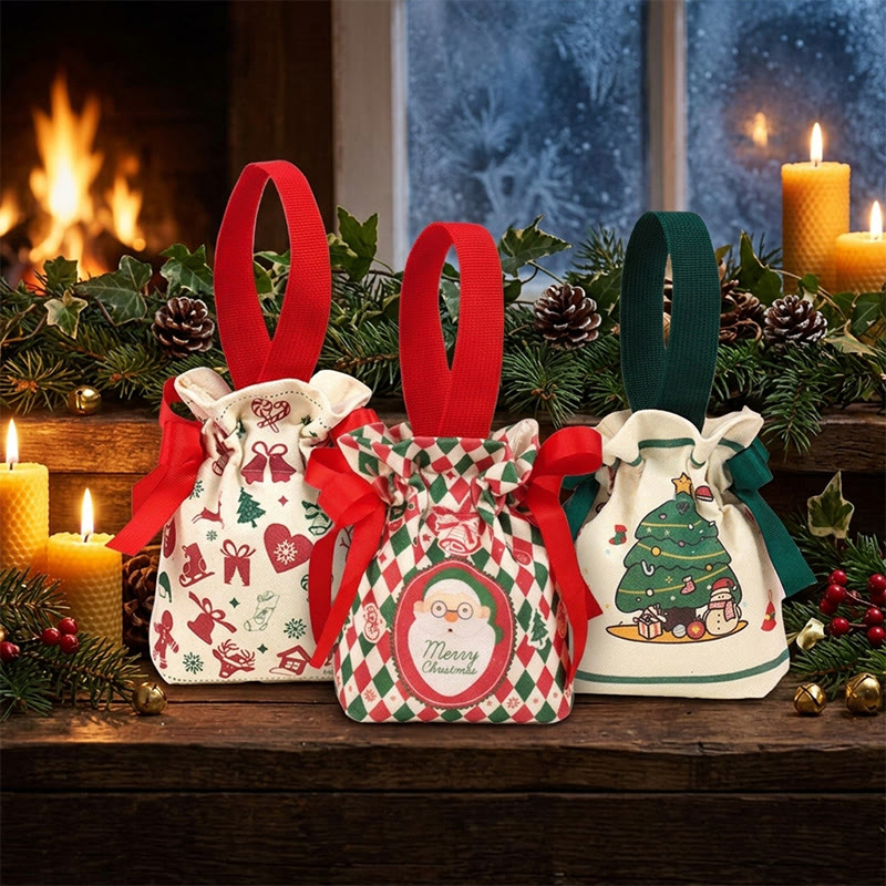 Rubbyoo Christmas Candy Canvas Bag - Festive Drawstring Handbag | Personalized Christmas Sack  - image 3