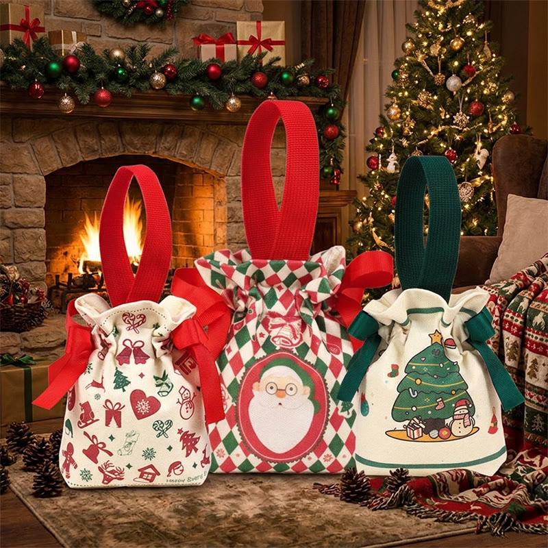 Rubbyoo Christmas Candy Canvas Bag - Festive Drawstring Handbag | Personalized Christmas Sack  - image 2