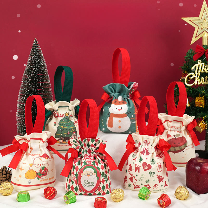 Rubbyoo Christmas Candy Canvas Bag - Festive Drawstring Handbag | Personalized Christmas Sack  - image 1