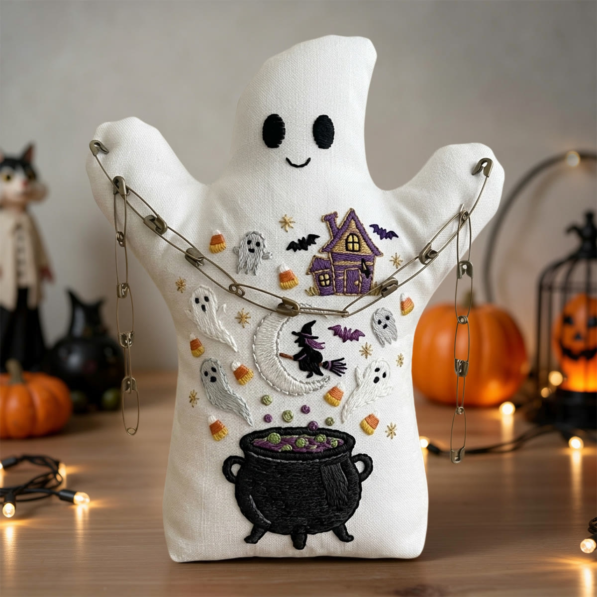 Rubbyoo Ghost Embroidery Kit - Witch's Magical Cauldron | Spooky Halloween Shelf Decor For Kids | Witchy And Ghost Craft - image 2