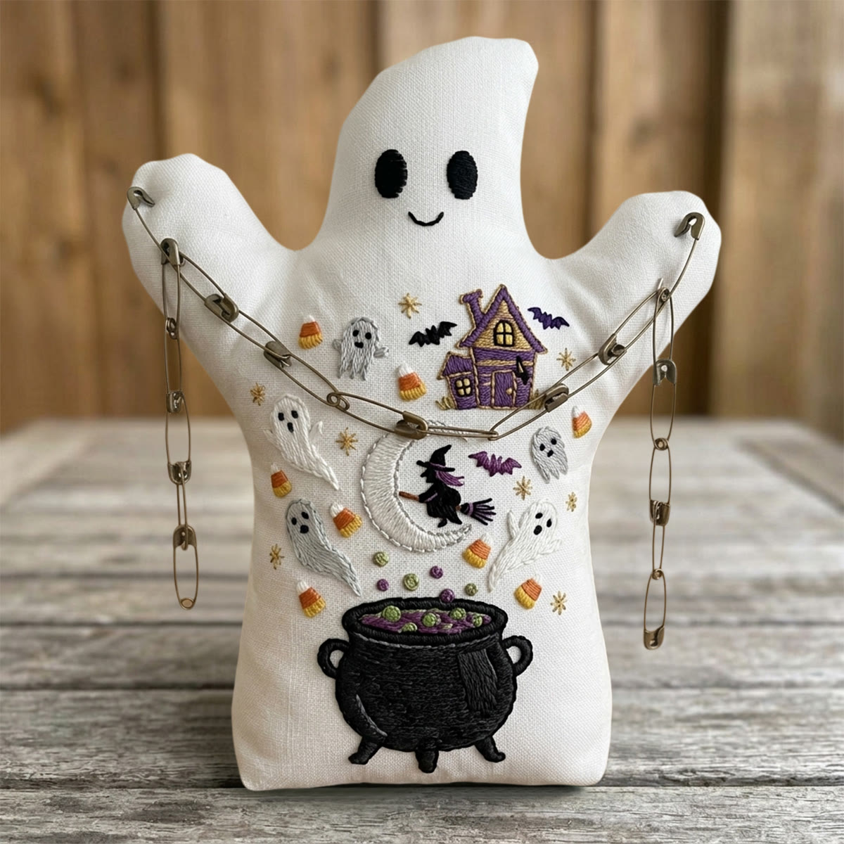 Rubbyoo Ghost Embroidery Kit - Witch's Magical Cauldron | Spooky Halloween Shelf Decor For Kids | Witchy And Ghost Craft - image 3