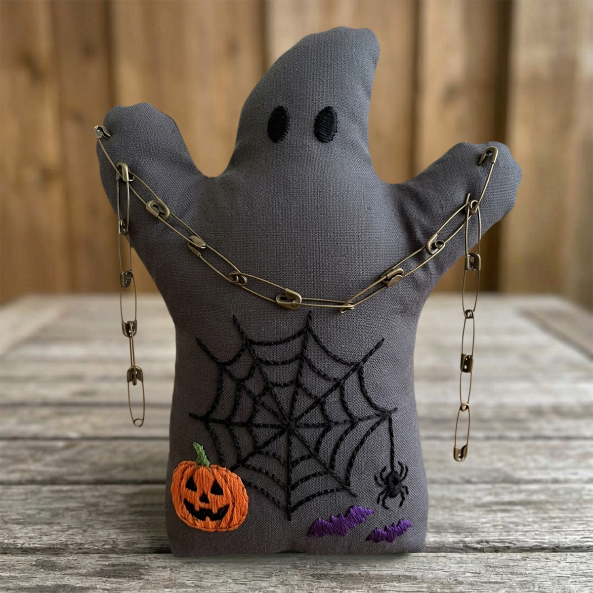 Rubbyoo Ghost Embroidery Kit - Jack-o-lantern With Spiderweb | Diy Halloween Needlepoint Art | Perfect Holiday Present For Beginners - image 2