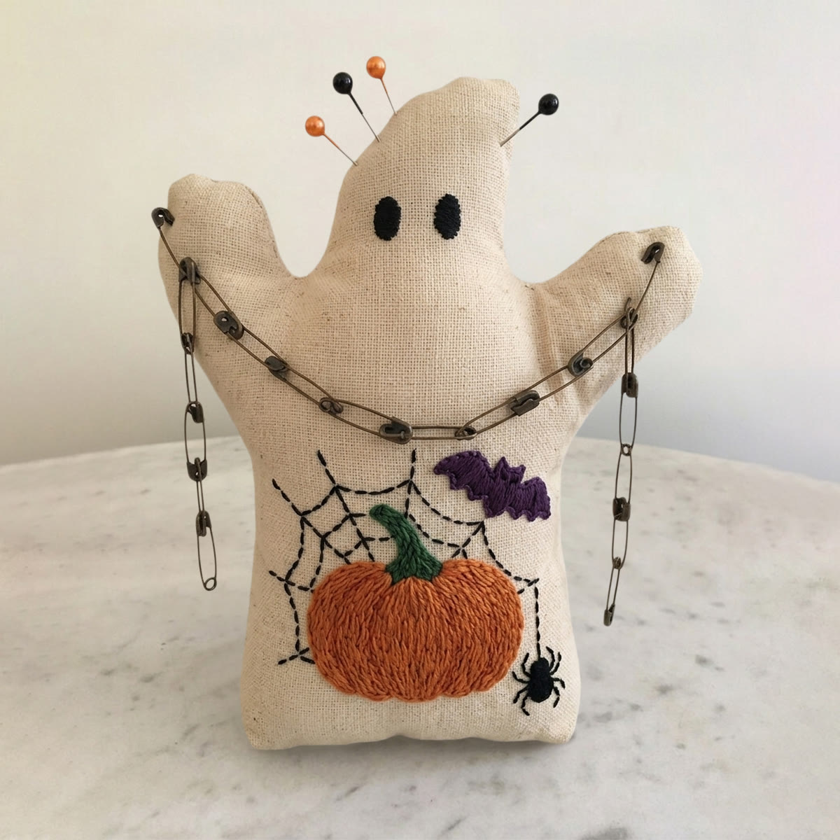 Rubbyoo Ghost Embroidery Kit - Cozy Harvest Season | Diy Autumn Halloween Room Decor | Beginner-friendly Design - 6 inches hoop kit - image 1