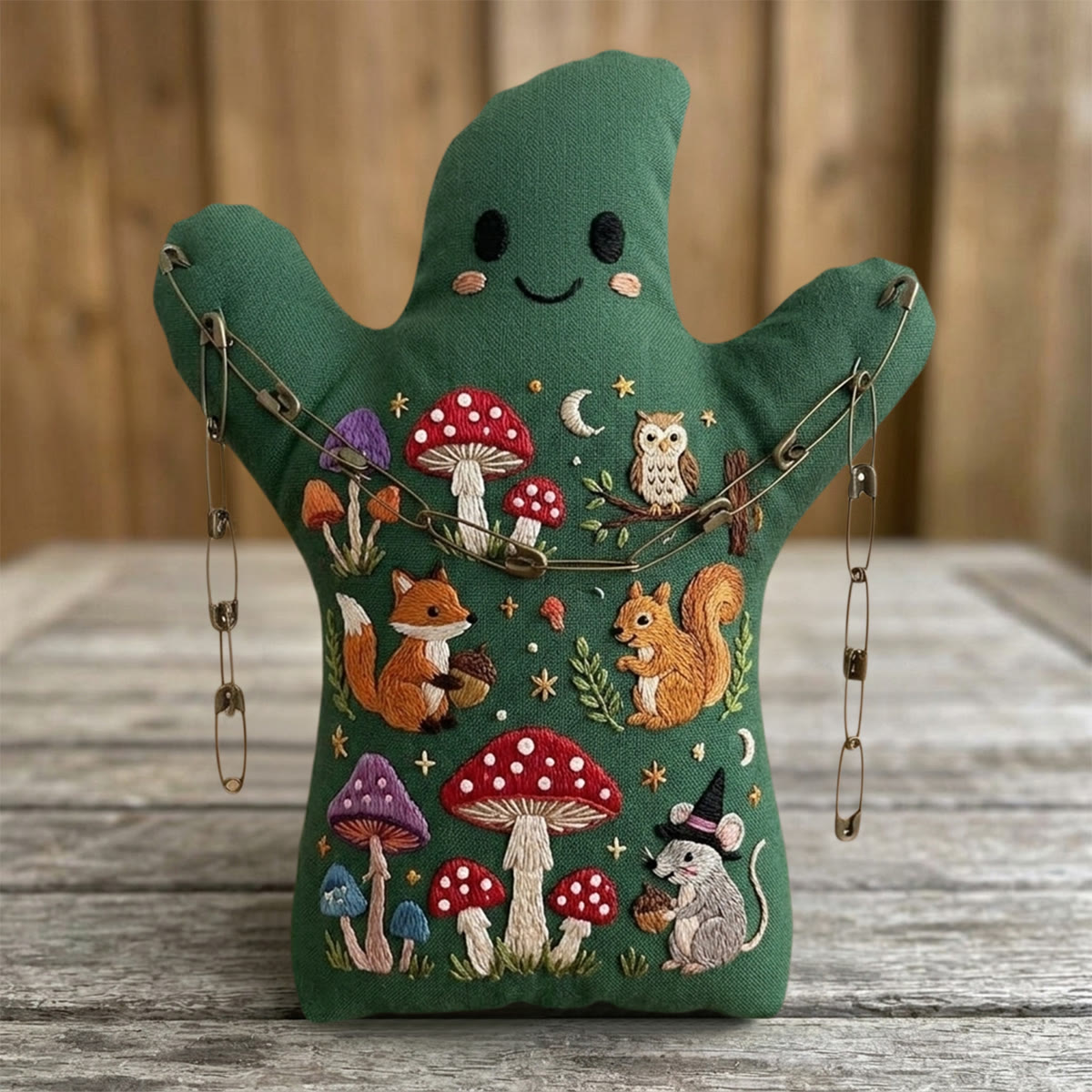 Rubbyoo Ghost Embroidery Kit - Cozy Woodland Club | Handmade Forest Animals Craft | Rustic Landscape Art Decor - image 2