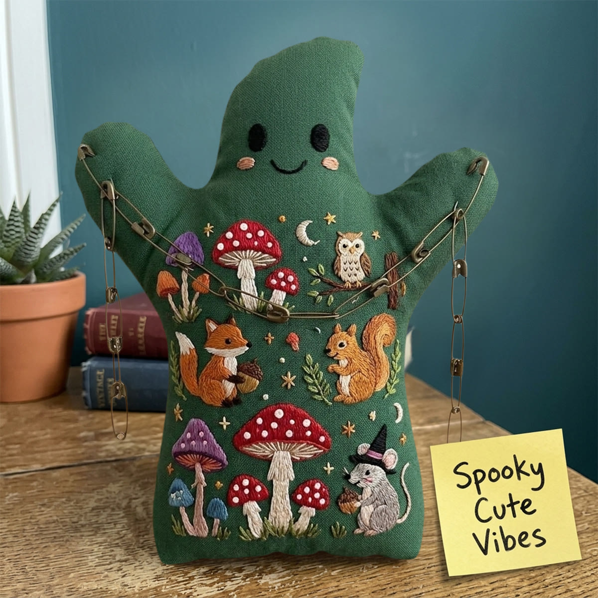 Rubbyoo Ghost Embroidery Kit - Cozy Woodland Club | Handmade Forest Animals Craft | Rustic Landscape Art Decor - image 7