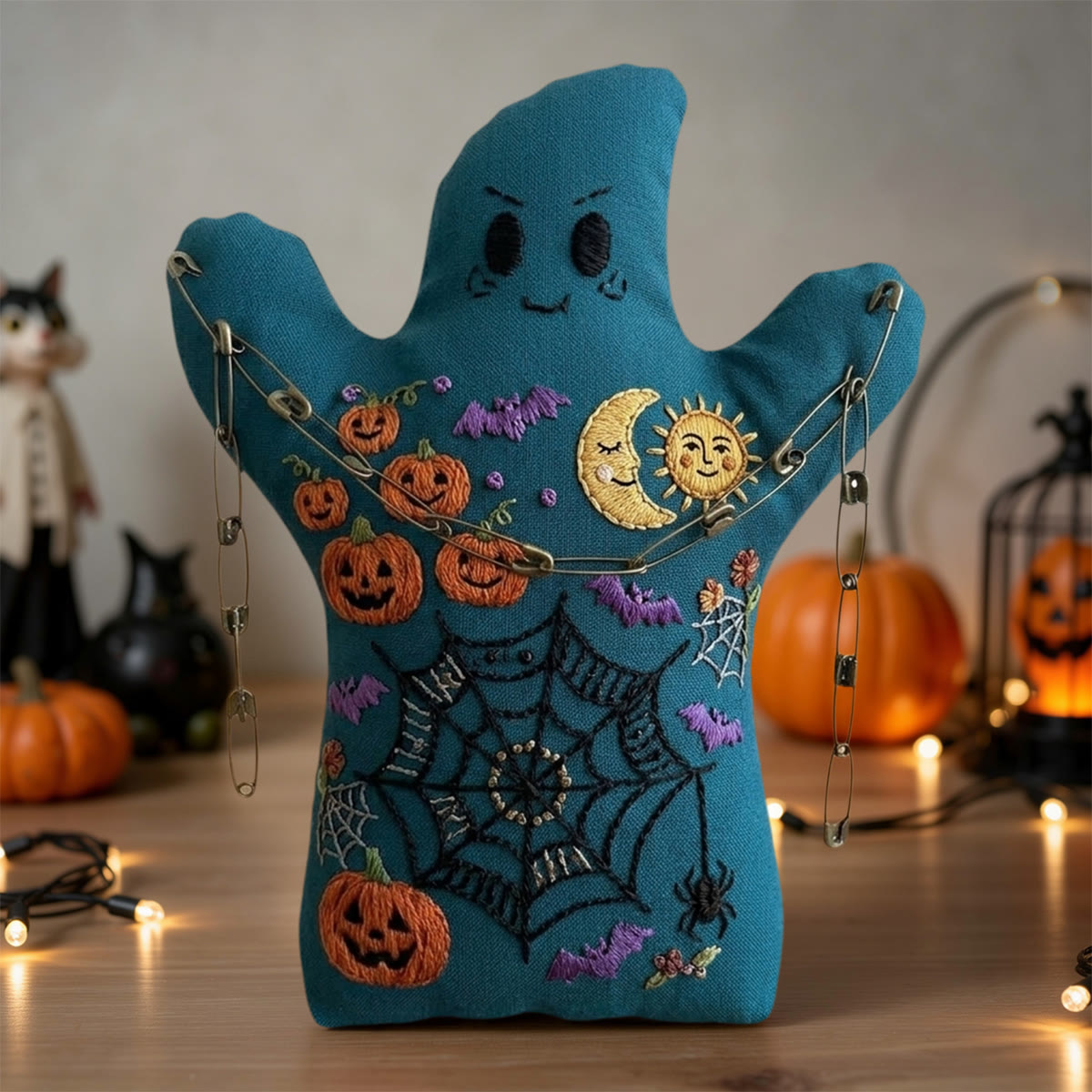 Rubbyoo Ghost Embroidery Kit - Jack-o'-lantern Dreamscape | Handmade Spooky Halloween Craft | Dark Academia Design For Gothic Lovers - image 2