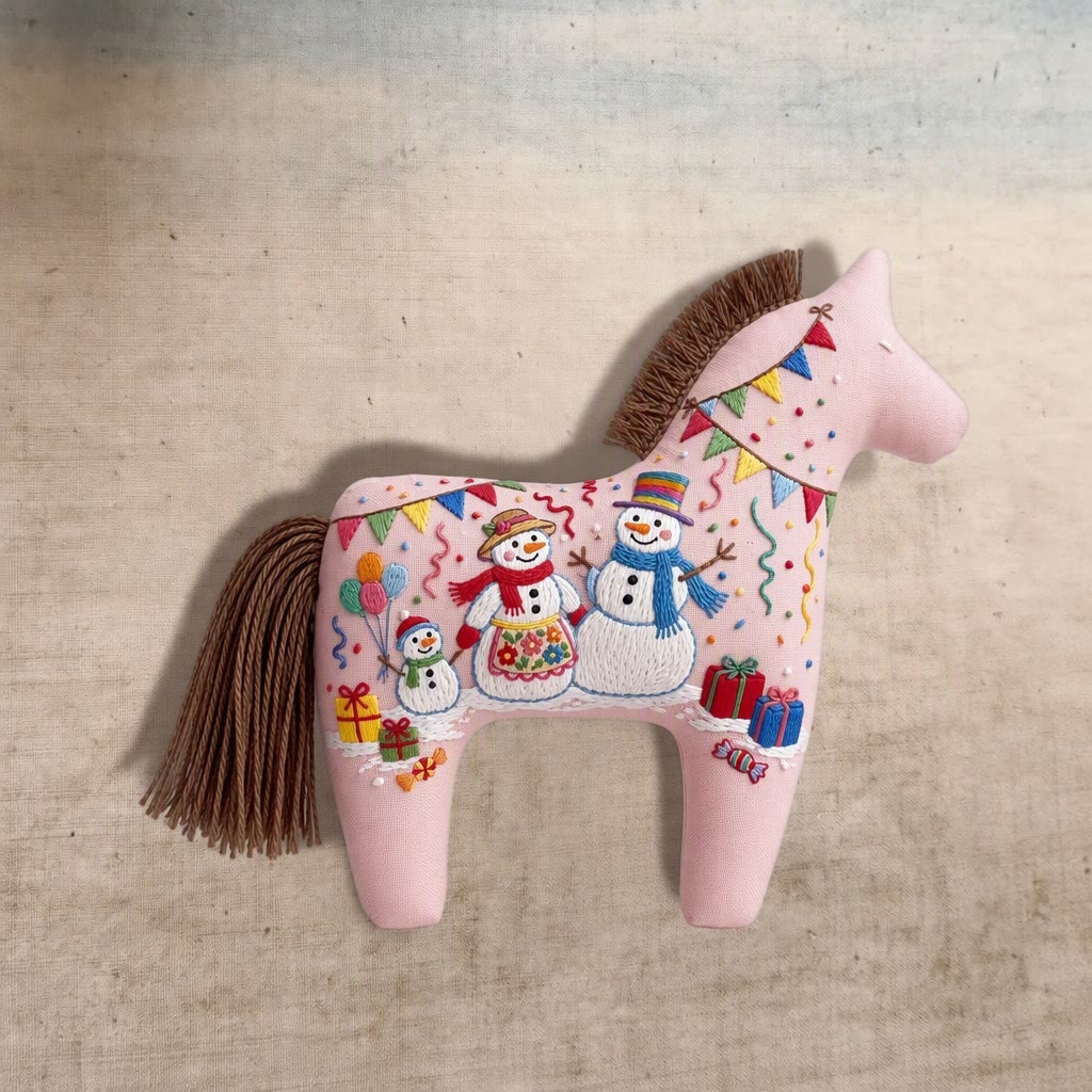 Rubbyoo Dala Horse Embroidery Kit - Merry Snowman Celebration | Cozy Christmas Party Accent | Joyful Winter Gathering Craft - image 8